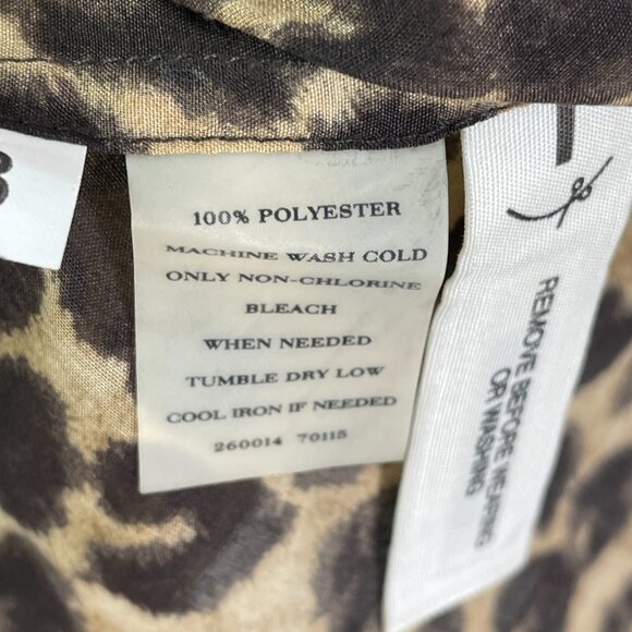 NEW Ann Taylor Womens 12 Animal Print Blouse Roll Tab Sleeve Button Up Shirt Top - Picture 8 of 11